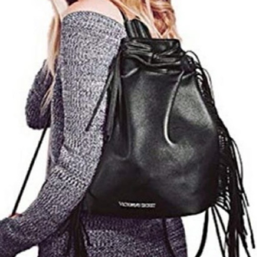 Victoria's Secret Black Backpack with Fringe